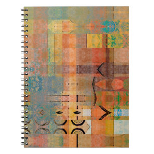 Caderno Espiral padrão de faixas horizontais geométricas de abstra