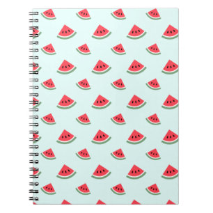 Caderno Espiral Padrão de fatias de melancia vermelho de Verão