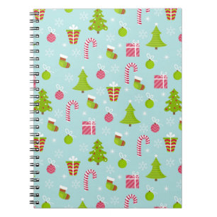 Caderno Espiral Padrão de Férias de Natal Fresco