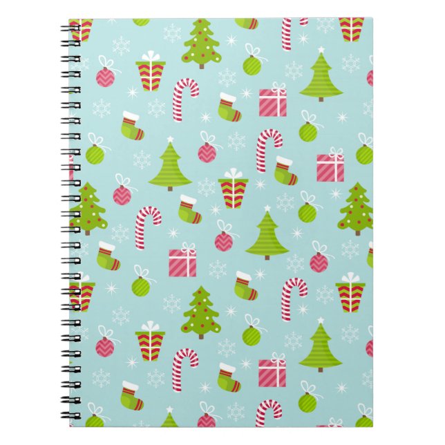 Caderno Espiral Padrão de Férias de Natal Fresco (Frente)