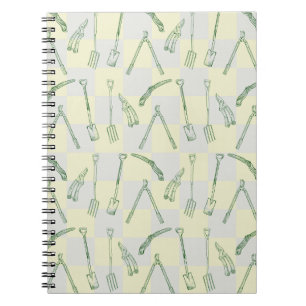 Caderno Espiral Padrão de ferramentas de jardinagem