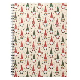 Caderno Espiral Padrão de festa de Gnome de Natal