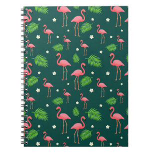 Caderno Espiral Padrão de Flamingo Tropical