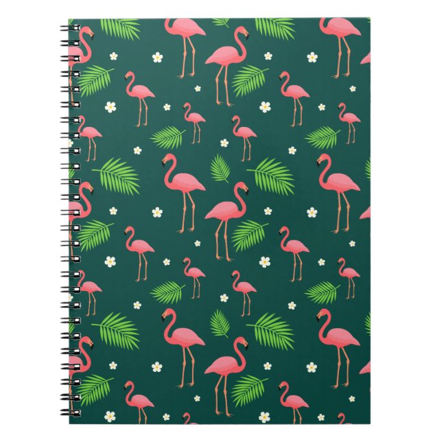 Caderno Espiral Padrão de Flamingo Tropical (Frente)