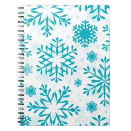Caderno Espiral Padrão de Floco de Neve Azul