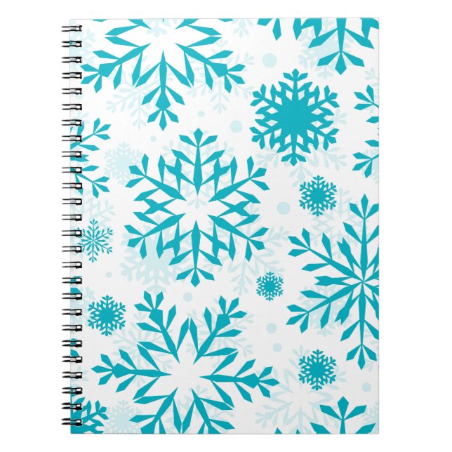 Caderno Espiral Padrão de Floco de Neve Azul (Frente)