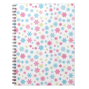 Caderno Espiral Padrão de Floco de Neve Feriado de Natal