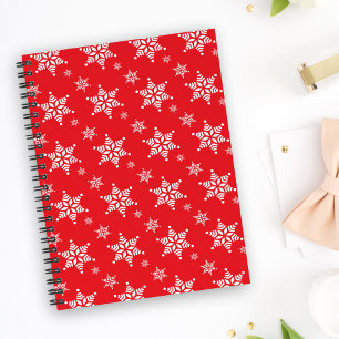 Caderno Espiral Padrão de Floco de Neve, Flocos de Neve Brancos, N