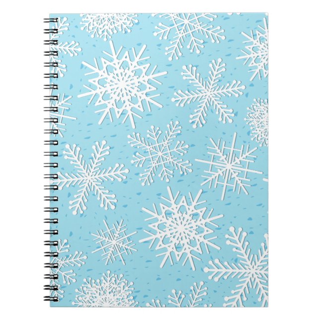 Caderno Espiral Padrão de flocos de neve (Frente)