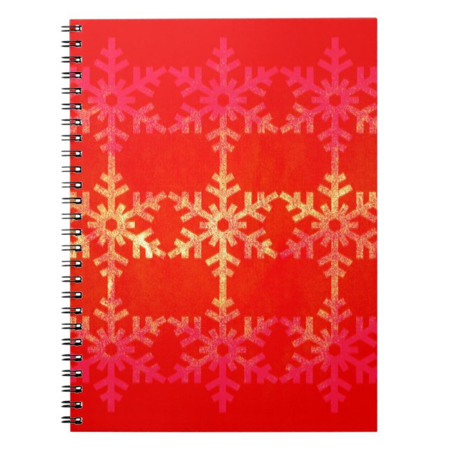 Caderno Espiral Padrão de flocos de neve de Natal (Frente)