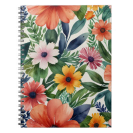 Caderno Espiral Padrão de Flor