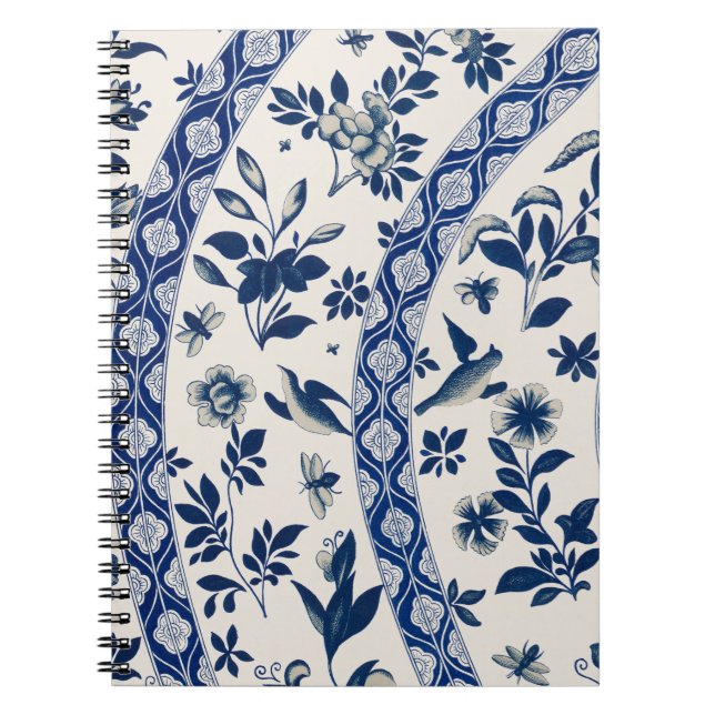 Caderno Espiral Padrão de flor azul (Frente)