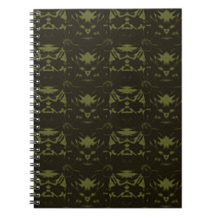 Caderno Espiral Padrão de Flor de Cone em Verde Caçador e Salvia