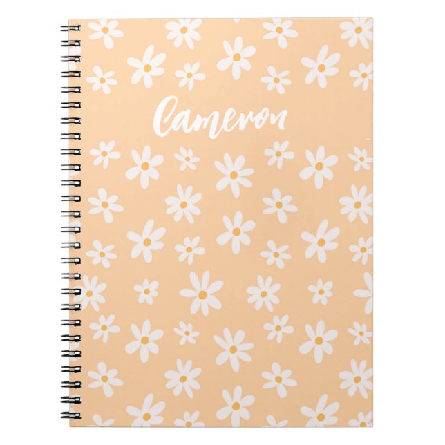 Caderno Espiral Padrão de Flor de Daisy Cute (Frente)