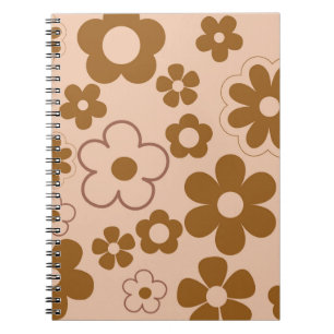 Caderno Espiral Padrão de Flor de Hippie Y2K do Forno de Outono Ca