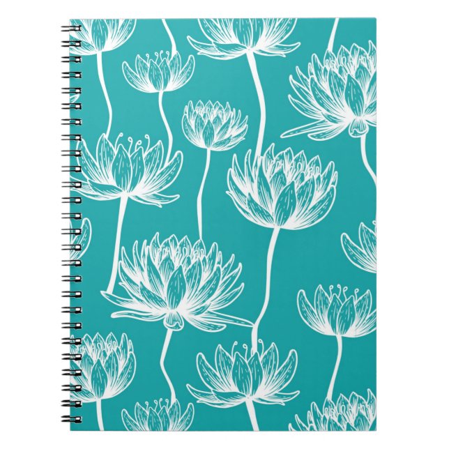 Caderno Espiral Padrão de Flor de Lotus (Frente)