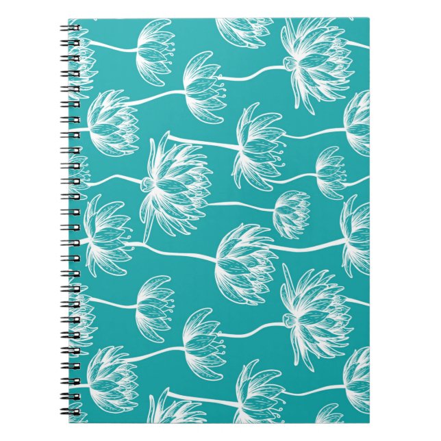 Caderno Espiral Padrão de flor de lótus (Frente)