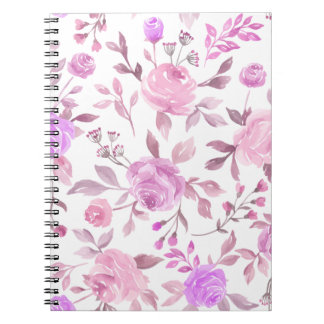 Caderno Espiral Padrão de Flor de Pastel