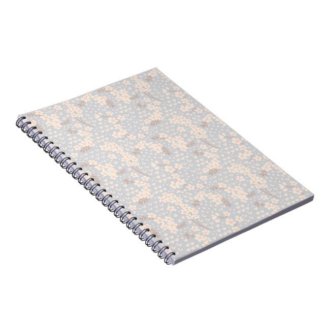 Caderno Espiral Padrão de flor Não-me-esqueças (Lado Direito)