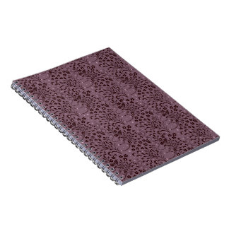 Caderno Espiral Padrão de Flor Roxa Escura com Estrelas