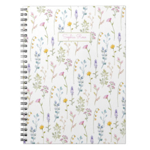Caderno Espiral Padrão de flor selvagem 