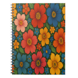 Caderno Espiral Padrão De Flor Selvagem Brilhante