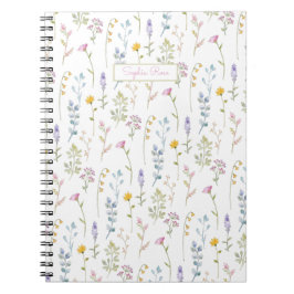 Caderno Espiral Padrão de Flor Selvagem Cuta