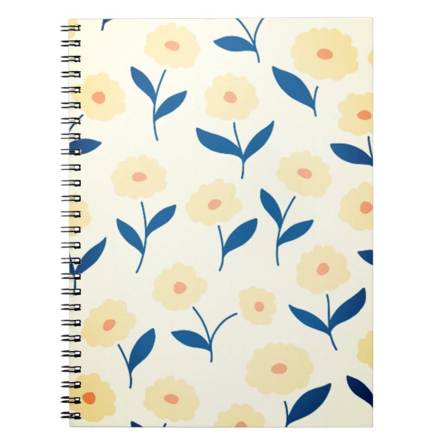 Caderno Espiral Padrão de Flores Amarelas Chic Boho Cute (Frente)