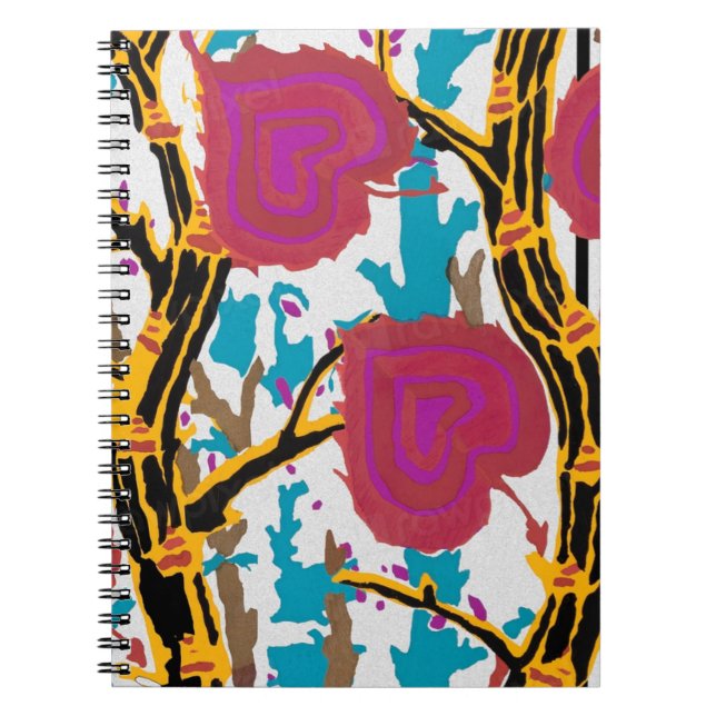 Caderno Espiral Padrão de flores estéticas (Frente)