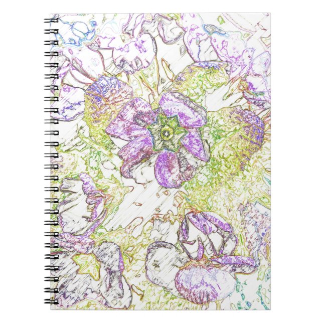 Caderno Espiral padrão de flores pintadas (Frente)