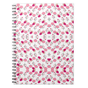 Caderno Espiral Padrão de Flores Rosas