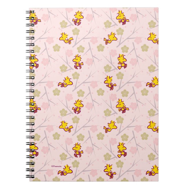Caderno Espiral Padrão de Florestal Rosa de Cereja (Frente)