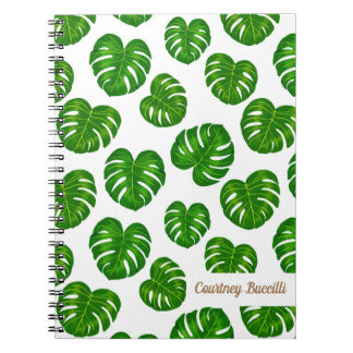 Caderno Espiral Padrão de Folga Tropical Verde