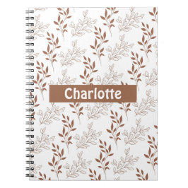 Caderno Espiral Padrão de Folha de Folha Vermelha Castanha