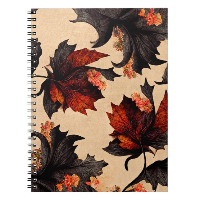 Caderno Espiral Padrão de Folhas do Barroco (Frente)