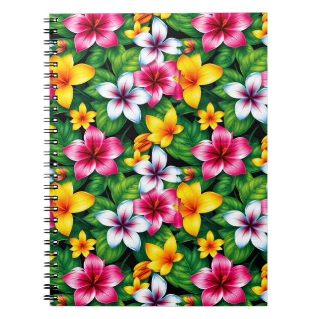 Caderno Espiral Padrão de Folhas e Folhas Multicoloridas-57577 (Frente)