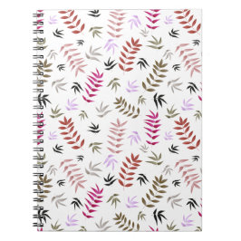 Caderno Espiral Padrão de folhas na moda vermelho e rosa moderno
