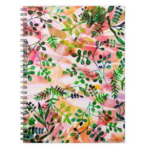 Caderno Espiral Padrão de folhas tropicais se repetindo. Foto artí