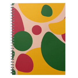 Caderno Espiral Padrão de Formas Abstratas Retro em Negrito 