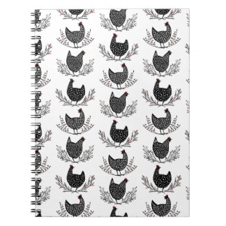 Caderno Espiral Padrão de frango sem costura