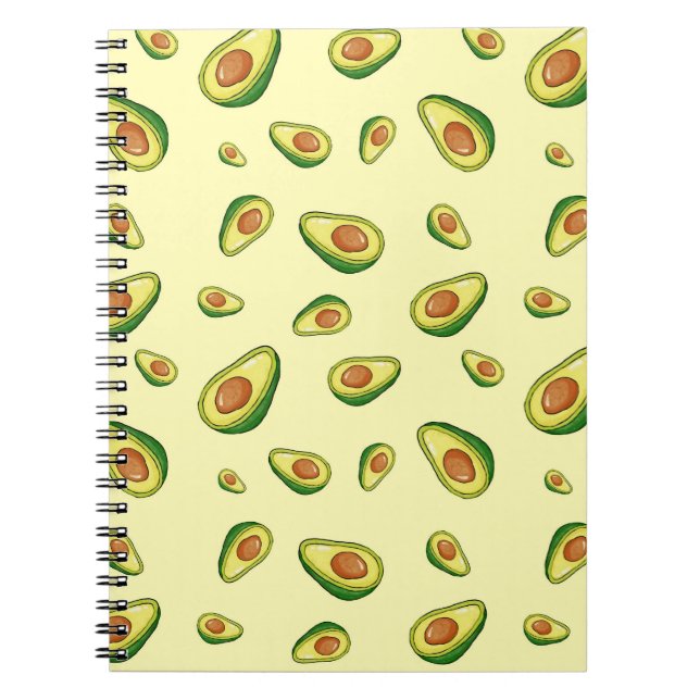 Caderno Espiral Padrão de Fruta Abacate (Frente)