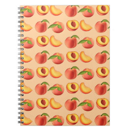 Caderno Espiral Padrão de Fruta de Pêssego