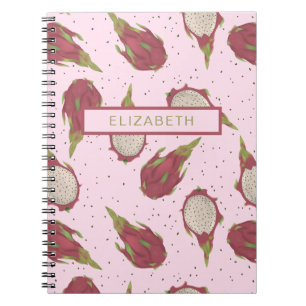Caderno Espiral Padrão de Fruta do Dragão Personalizado Tropical