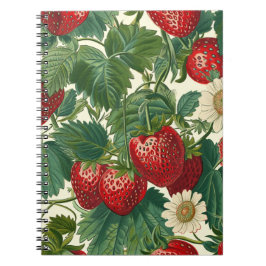 Caderno Espiral Padrão de Fruta Morango 
