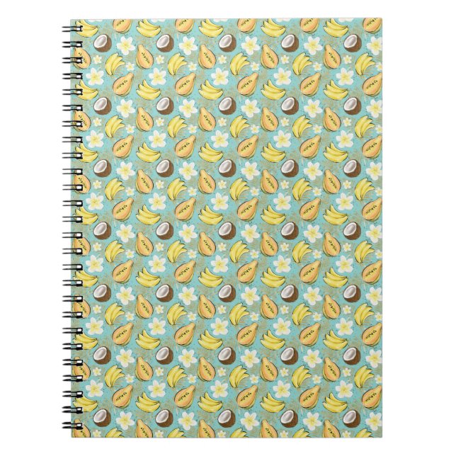 Caderno Espiral Padrão de Fruta Tropical de Verão (Frente)