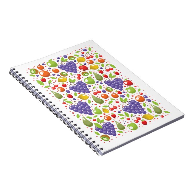 Caderno Espiral Padrão de Frutas Fofas (Lado Direito)