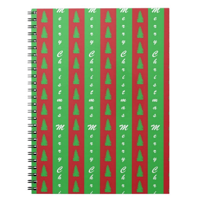 Caderno Espiral Padrão de fundo da árvore de Natal (Frente)