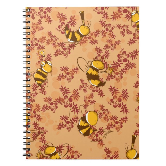 Caderno Espiral padrão de fundo de abelha fofa (Frente)