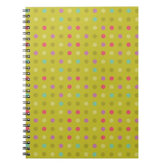 Caderno Espiral Padrão de fundo Polka-dot (Frente)