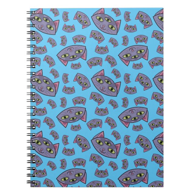 Caderno Espiral Padrão de gato de alienígena (Frente)